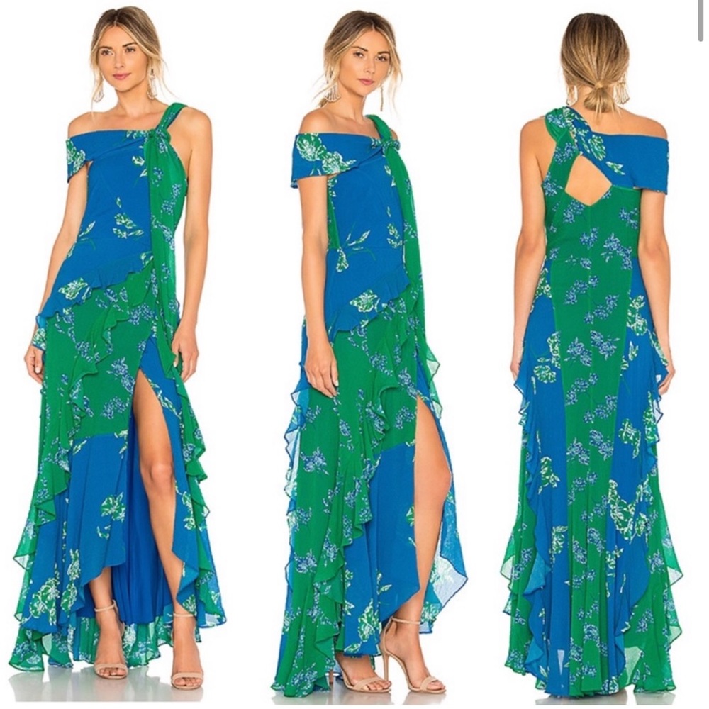 Tanya Taylor Briella Cutout Silk Maxi Dress Gown Size 6